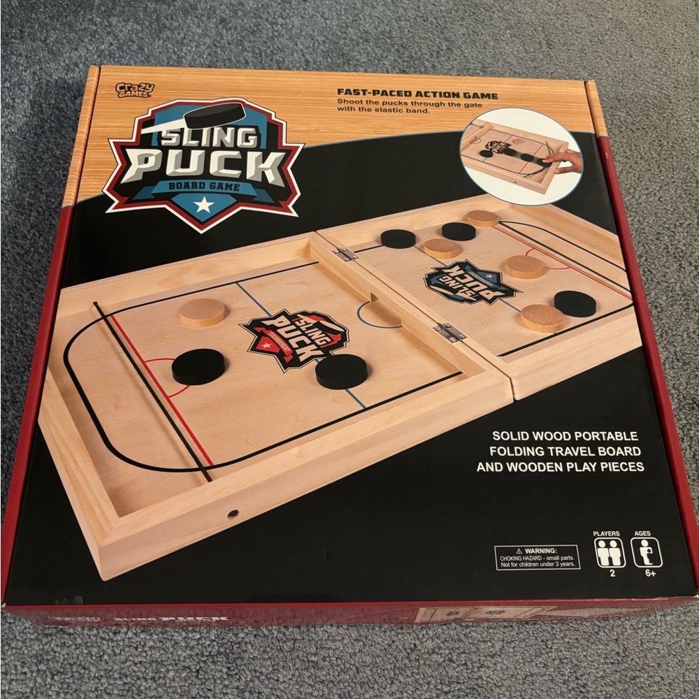 Board Game - Natural Wood with Black and Red Accents